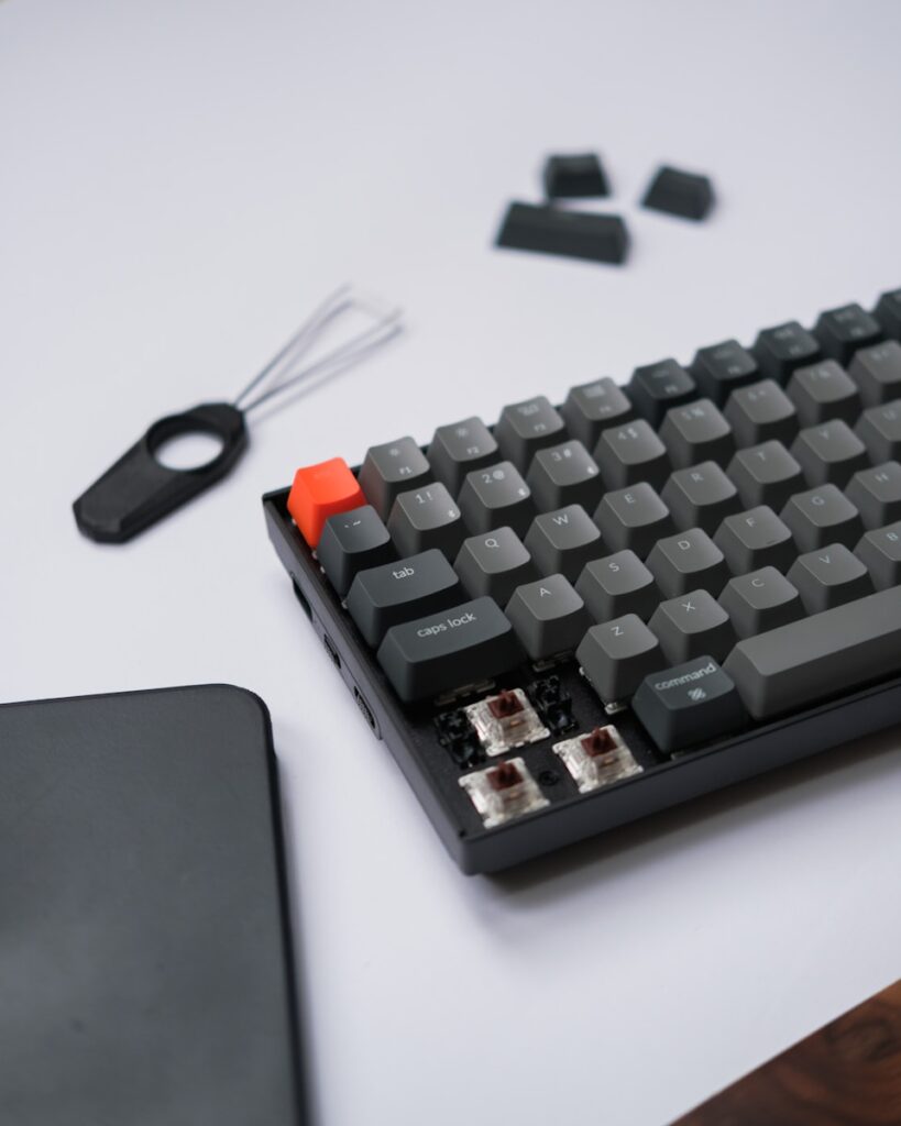black and orange computer keyboard